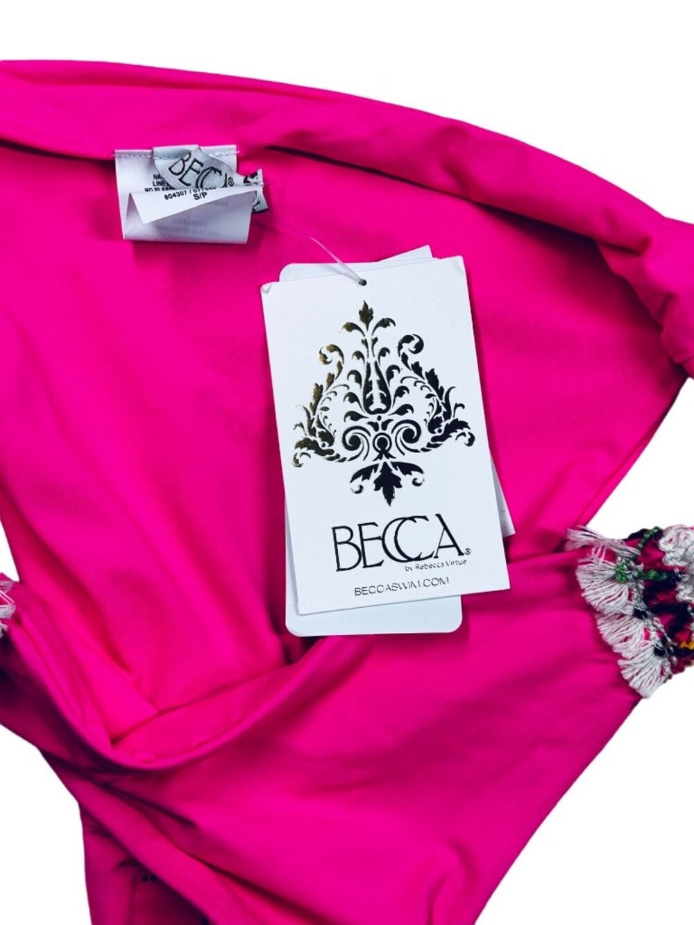 BECCA Swim Bottom Pink Womens Size Small Wayfarer Embellished Hipster NWT - Picture 7 of 7